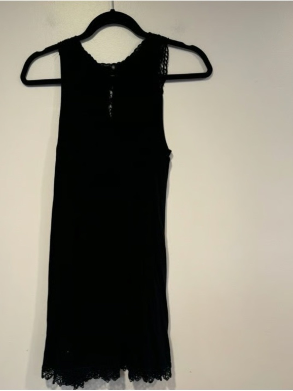 Black High-Low Lace Trim Dress